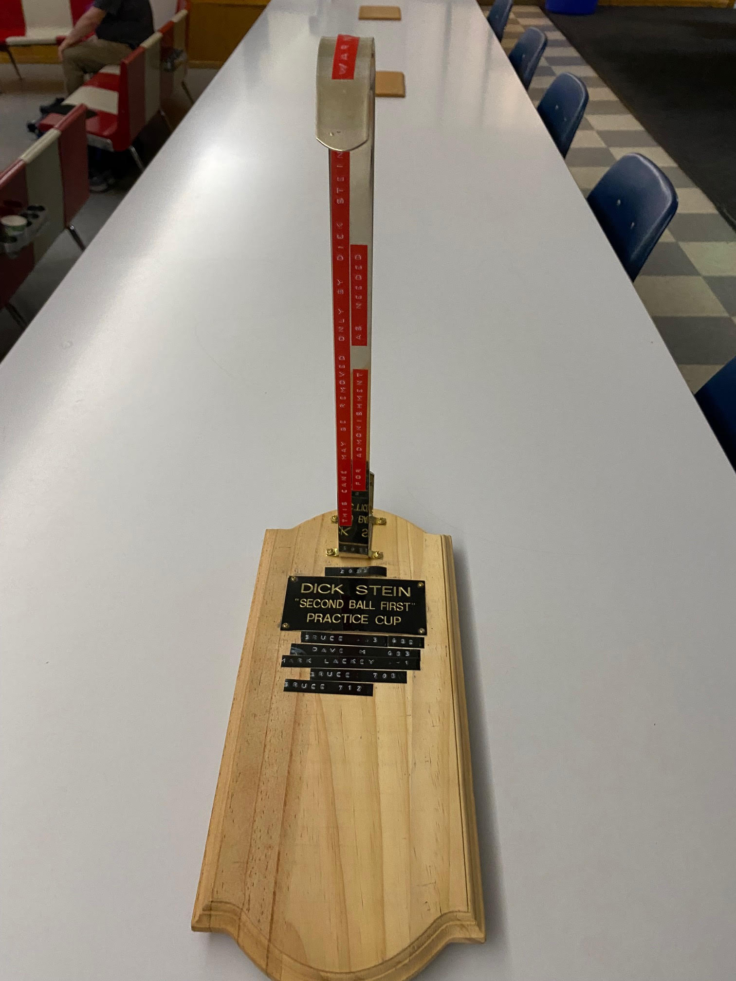 Side view of the Practice Cup trophy